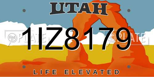 1IZ8179 Utah License Plate