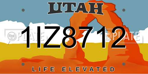 1IZ8712 Utah License Plate