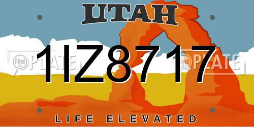1IZ8717 Utah License Plate