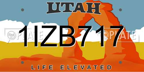 1IZB717 Utah License Plate