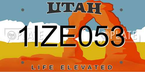 1IZE053 Utah License Plate