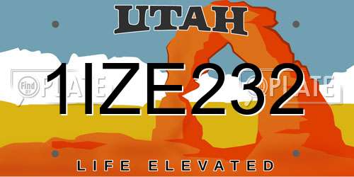 1IZE232 Utah License Plate