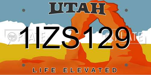 1IZS129 Utah License Plate
