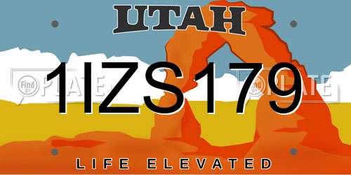 1IZS179 Utah License Plate