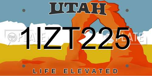 1IZT225 Utah License Plate
