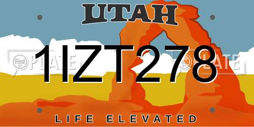 1IZT278 Utah License Plate
