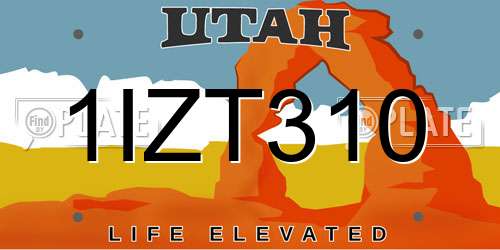 1IZT310 Utah License Plate