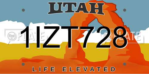 1IZT728 Utah License Plate