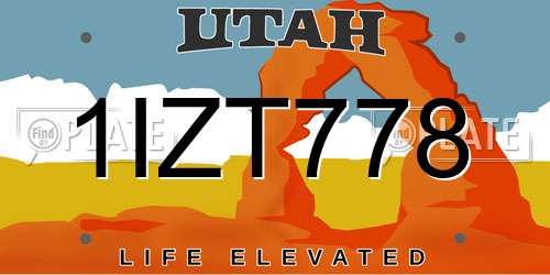 1IZT778 Utah License Plate