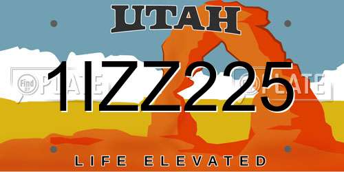 1IZZ225 Utah License Plate