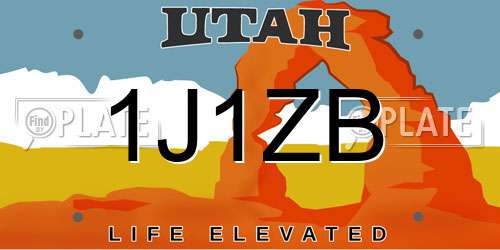 1J1ZB Utah License Plate