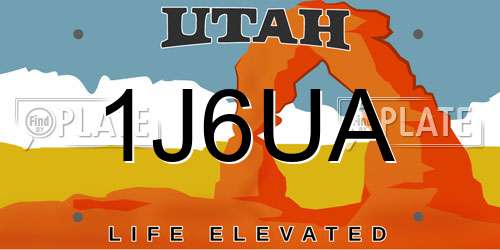 1J6UA Utah License Plate