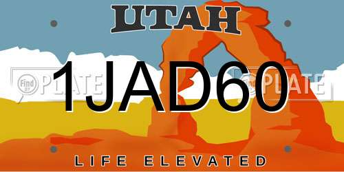 1JAD60 Utah License Plate