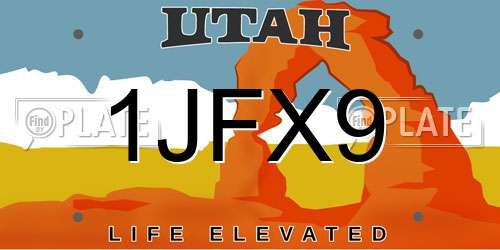 1JFX9 Utah License Plate