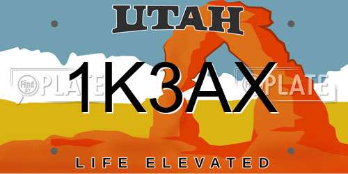 1K3AX Utah License Plate