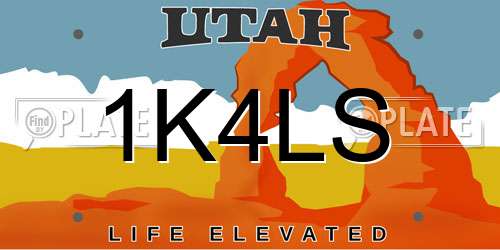 1K4LS Utah License Plate