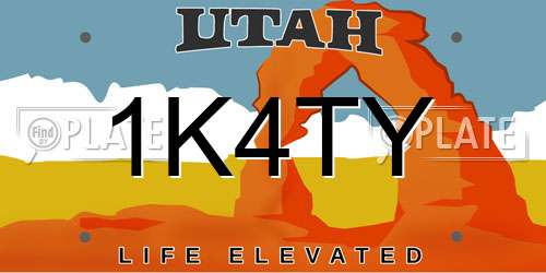1K4TY Utah License Plate