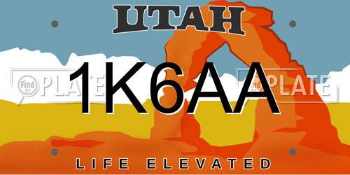 1K6AA Utah License Plate