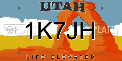 1K7JH Utah License Plate