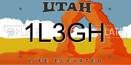 1L3GH Utah License Plate