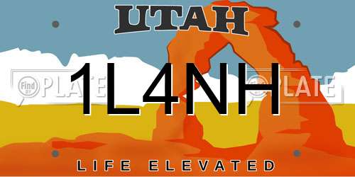 1L4NH Utah License Plate