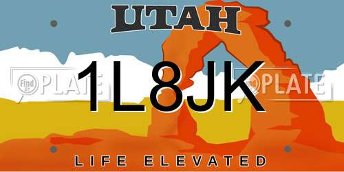 1L8JK Utah License Plate