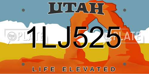 1LJ525 Utah License Plate