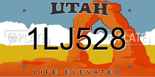 1LJ528 Utah License Plate