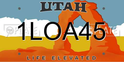 1LOA45 Utah License Plate