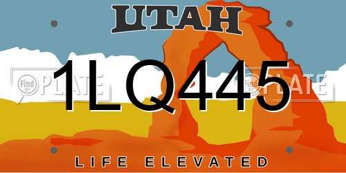 1LQ445 Utah License Plate