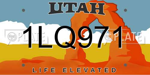 1LQ971 Utah License Plate
