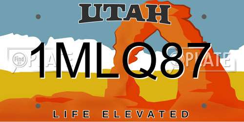 1MLQ87 Utah License Plate