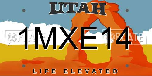 1MXE14 Utah License Plate