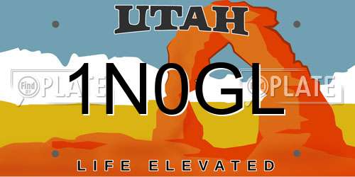 1N0GL Utah License Plate