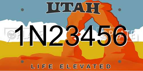 1N23456 Utah License Plate