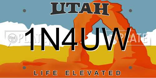 1N4UW Utah License Plate
