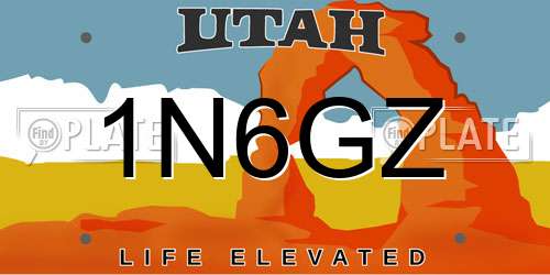 1N6GZ Utah License Plate
