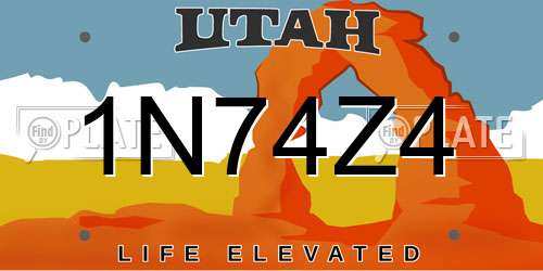1N74Z4 Utah License Plate