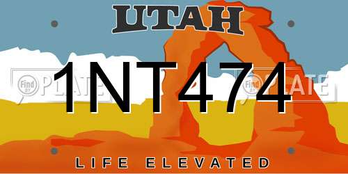 1NT474 Utah License Plate