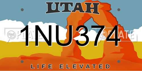 1NU374 Utah License Plate