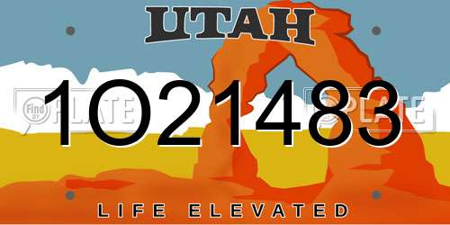 1O21483 Utah License Plate