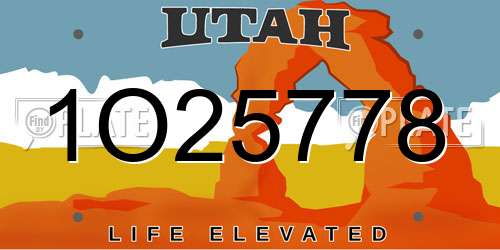 1O25778 Utah License Plate