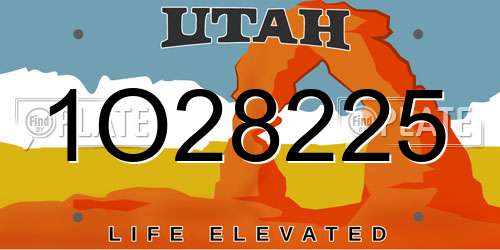 1O28225 Utah License Plate
