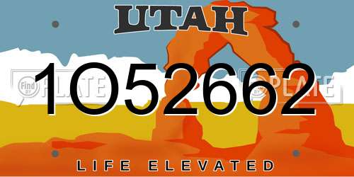 1O52662 Utah License Plate