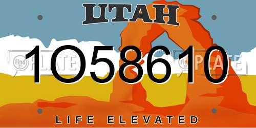 1O58610 Utah License Plate