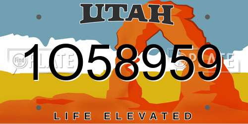 1O58959 Utah License Plate
