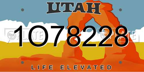 1O78228 Utah License Plate