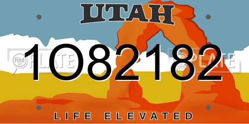 1O82182 Utah License Plate