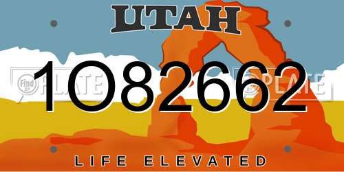1O82662 Utah License Plate
