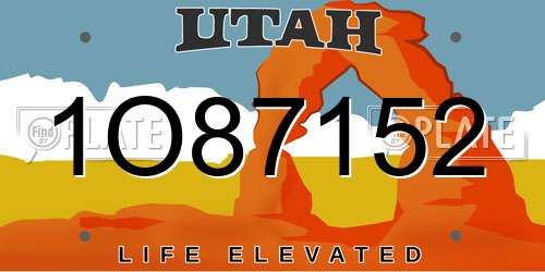 1O87152 Utah License Plate